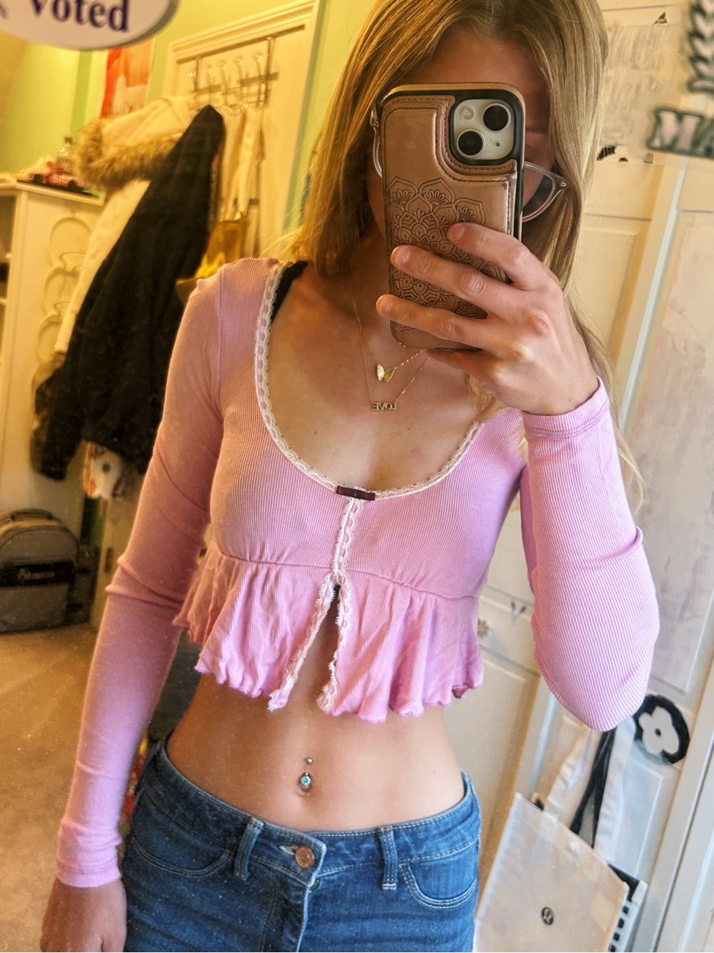 Urban Outfitters Long Sleeve Babydoll Top